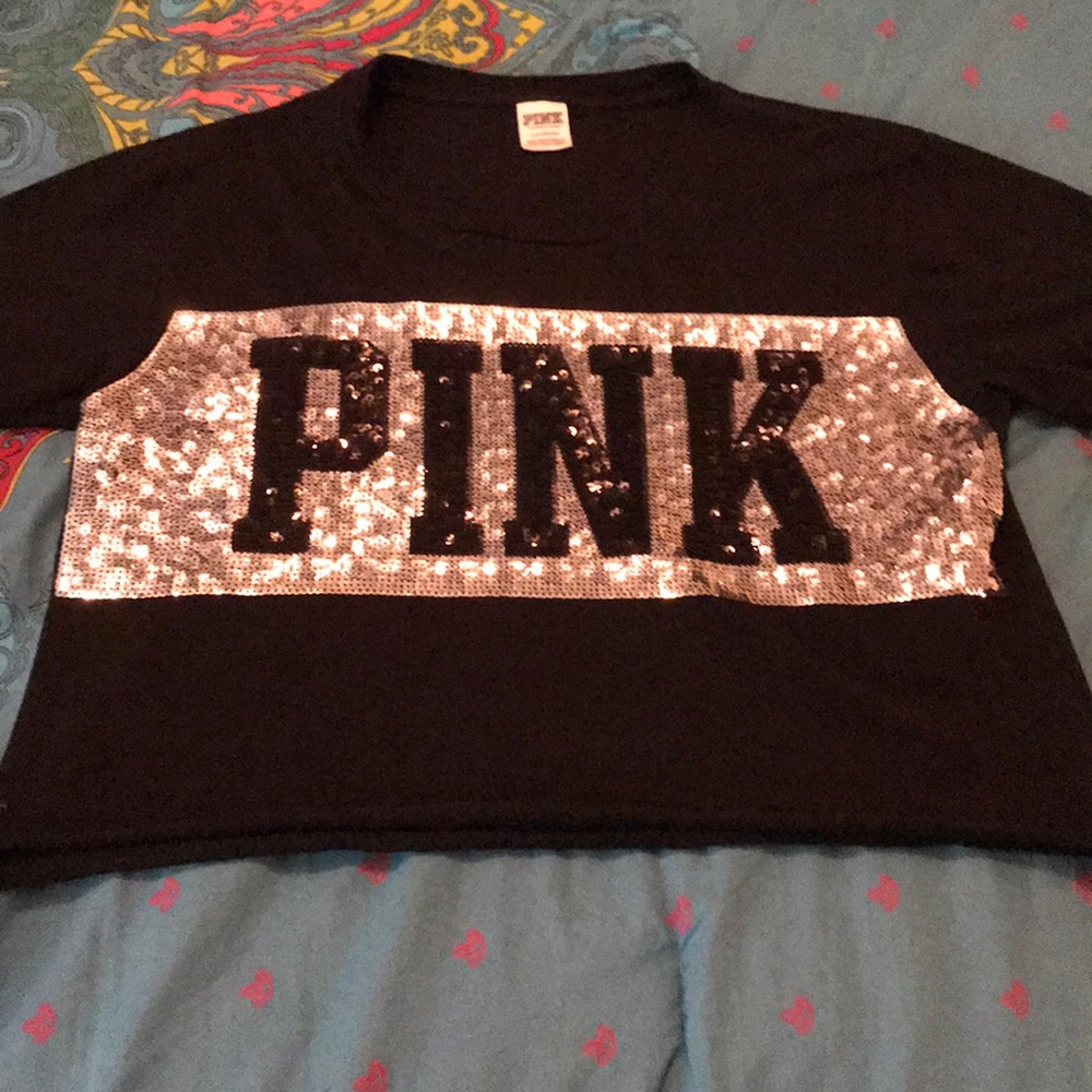 VS PINK BLING CROP TOP SZ L